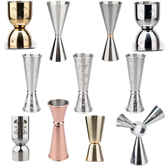 Edelstahl-Cocktail-Jigger, 30/60 ml, doppelseitiger Messbecher, Barkeeper, Werkzeug, Bar-Zubehör, Gold, Silber, Kupfer, 20/40 ml Becher