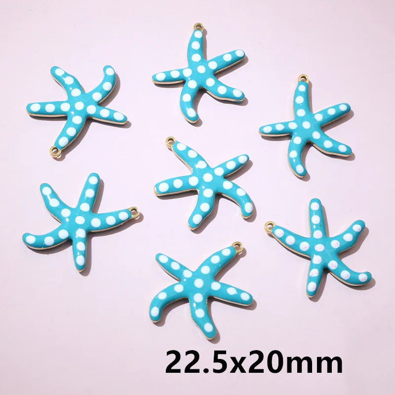 10 Stück 2 Größen Edelstahl Seestern Charms Anhänger Emaille DIY Schmuck Herstellung Zubehör Zubehör Zubehör Armband Halskette Ohrringe