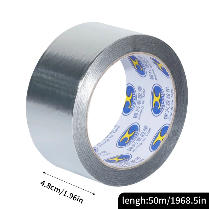 Aluminiumfolienband 50m, 50µ/0,05mm, Stark Klebend für Abdichtung, Isolierung, Hitzebeständigkeit, Verschiedene Breiten (2-20cm) für HVAC