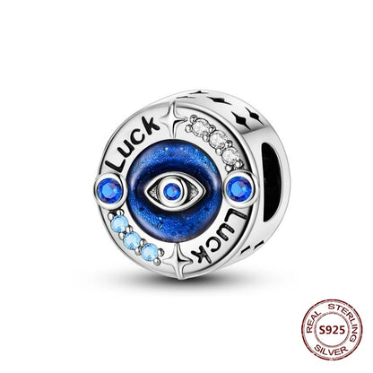 Teufelsaugen-Charm aus 925er Silber, Original-Hand der Fatima, blauer Zirkon, Kreuz, blaue Augen, passend für Armbänder, DIY-Herstellung von Schmuck, Geschenk