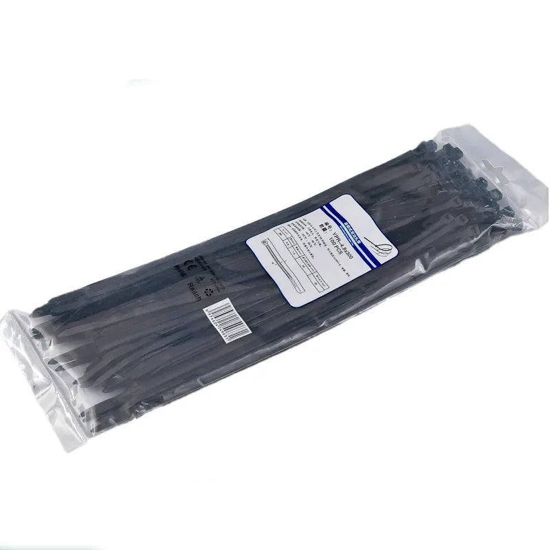 250/500/1000 Stück schwarze selbstsichernde Kunststoff-Nylon-Kabelbinder 3 x 100 3 x 150 4 x 200 Befestigungsring Nylon-Klemmband mit Schloss