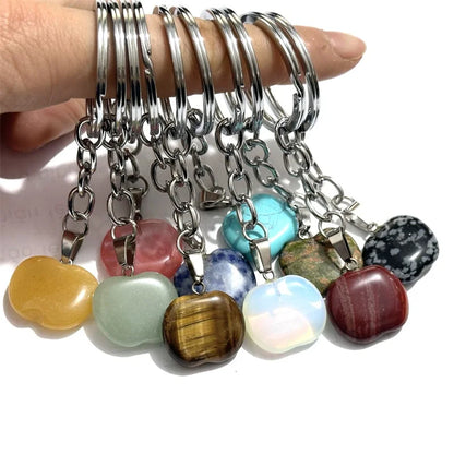 20 stücke Natürliche Raue Rohstein Kristall Quarz Schlüsselbund Frauen Männer Handtasche Hangle Auto Schlüssel Halter Raw Mineral Stein Schlüsselring schmuck