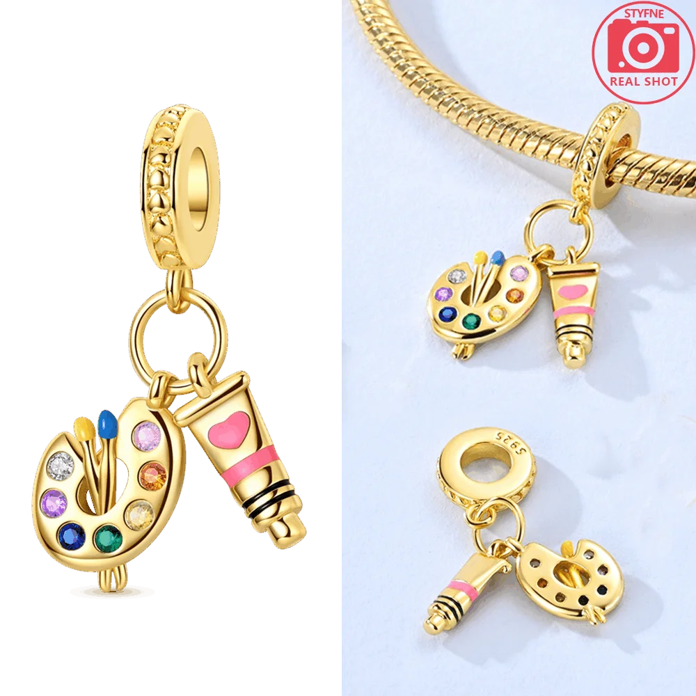 Original 925 Silber Gold Glühwürmchen Grün Leuchtender Anhänger Flugzeug Erde Rosa Parfüm Flasche Perlen Fit Armband Schmuck Diy Frauen