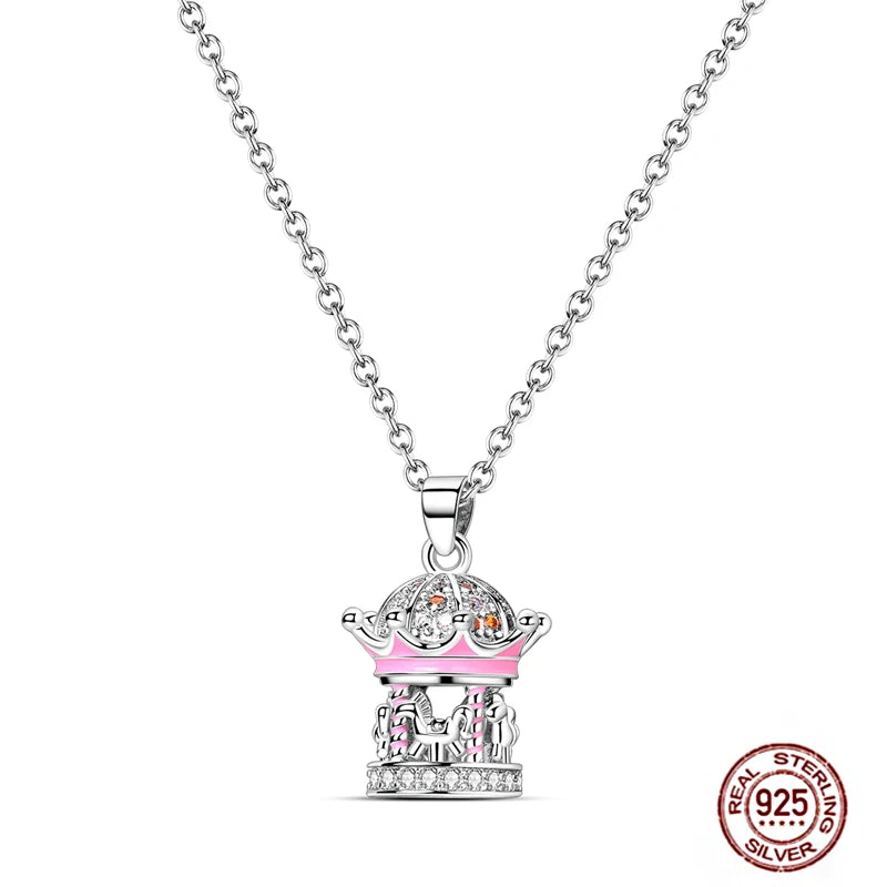 925 Sterling Silber blau Teufel Augen Palme Original Halskette Einhorn überlappen runde funkelnde Anhänger für Frauen Luxus Schmuck Geschenk