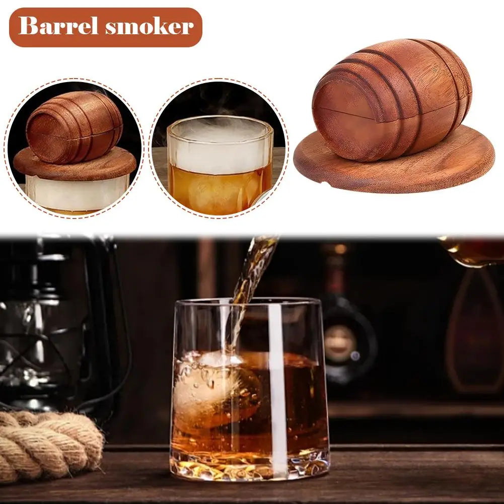 Tragbares Whiskey-Fass-Räucher-Set Bar-Cocktail-Whiskey-Würzwerkzeug Lebensmittelgeeignetes Aromaverstärkendes Räucherzubehör