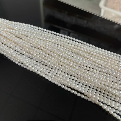 3-4mm AAA Natürliche Süßwasser Weiße Perle Reis Form Perle Weihnachten Geschenk für Frauen Schmuck Machen DIY Halskette armband Zubehör