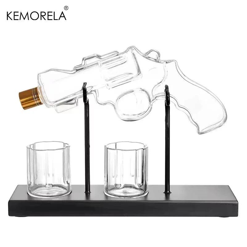 KEMORELA Revolver Glas Dekanter Whisky Glas Set Wein Spender Bar Trinkbehälter Glasflasche Exquisite Herrengeschenke