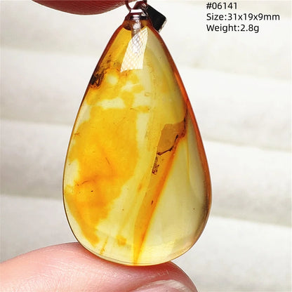 Natürlicher Piebald-Bernstein-Anhänger, gelber Bernstein, 36 x 23 x 14 mm, Edelstein-Anhänger, Halskette, Schmuck, AAAAA