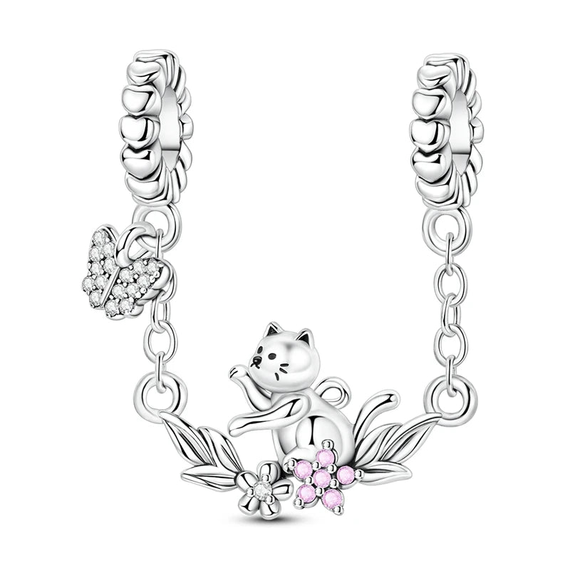 Sicherheitskette Libelle Schmetterling 925er Sterlingsilber Original Marienkäfer Kolibri Charm DIY Schmuckherstellung für Armband Armreif