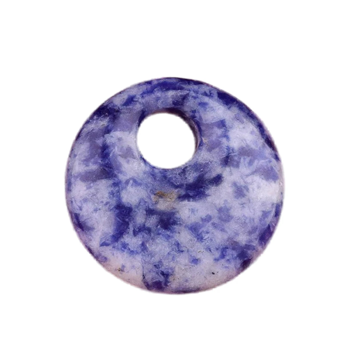 Natürliche 30 mm Donut-Edelstein-Charms für die Herstellung von Schmuck, 8 mm Loch, Polierkristall, runder Glücksmünzenschutz, Heilung