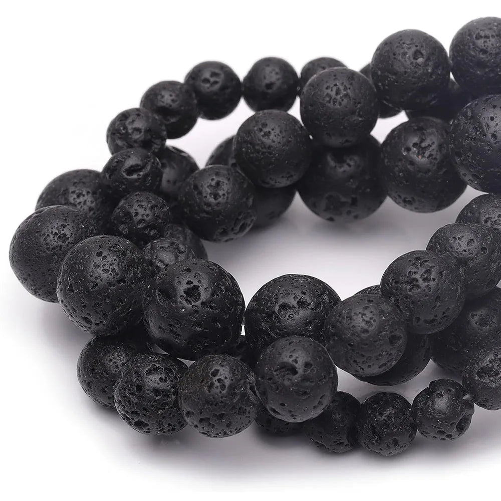 Naturstein, vulkanische Lave, runde Perlen, 4, 6, 8, 10 mm, lose Edelsteinperlen für Schmuckherstellung, DIY-Charms, Armband, Halskette, Ohrringe