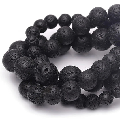 Naturstein, vulkanische Lave, runde Perlen, 4, 6, 8, 10 mm, lose Edelsteinperlen für Schmuckherstellung, DIY-Charms, Armband, Halskette, Ohrringe