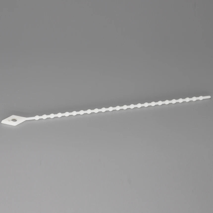 100 Stück 1,5 x 100 mm, 2,5 x 150/180 mm, weißer Nylon-Kunststoff, wiederverwendbar, lösbar, Drahtverschluss, Schleife, Perlenknoten, Kugel, Kabelbinder
