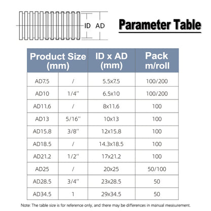 3/8M PP Isoliertes Rohr AD 11,6mm - 34,5mm Wellrohr für Automobil-Kabelbäume, Motorausrüstung und Leitungsschutz