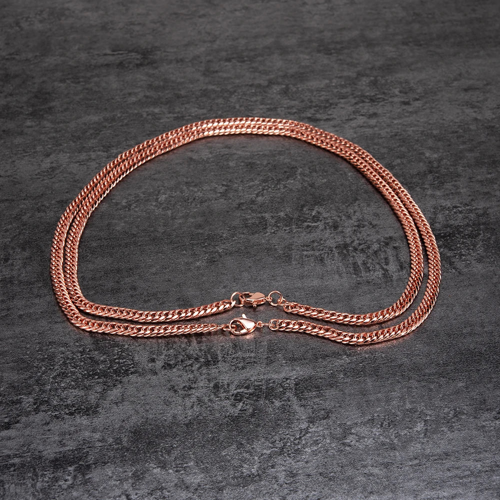 Vinterly Lange Halskette mit kubanischer Kette für Männer und Frauen, rotes Kupfer, verstellbar, 20/22 Zoll, gedrehte Halsketten, kratzfester Kettenschmuck