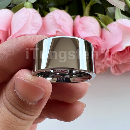 iTungsten 12mm Dropshipping Große Männer Ring Glänzende Wolfram Hochzeit Band Mode Schmuck Rohr Cut Poliert Komfort Fit