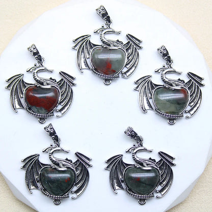 10 Stück bunte Drachen Naturstein Amethyst Quarz Kristall Herz Perle Anhänger für DIY Schmuck Halskette Anhänger Frauen Geschenke