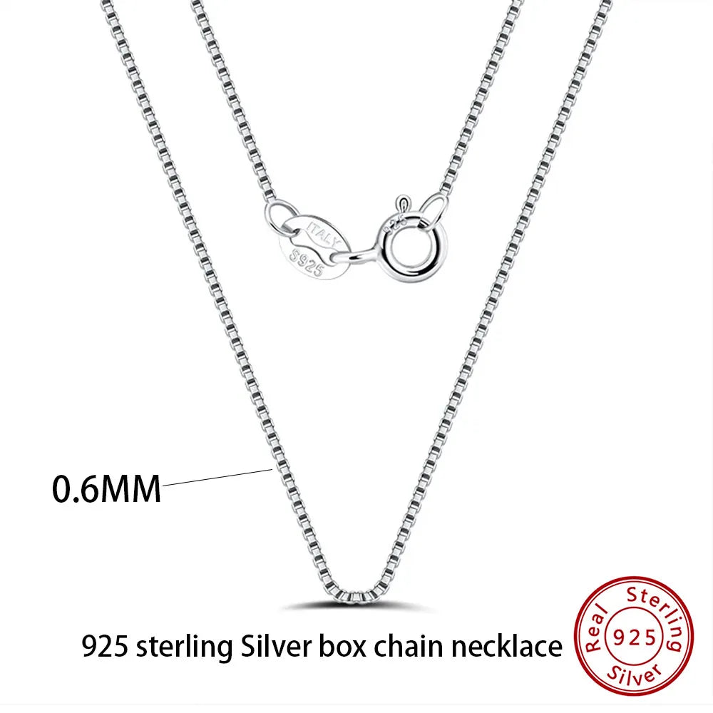 Effie Queen 100% 925 Sterling Silber Basis-Kettenhalsketten Box/Schlangen-/Chopin-/Figaro-Kette mit Perlen 40-60cm Unisex DIY Alltagskleidung