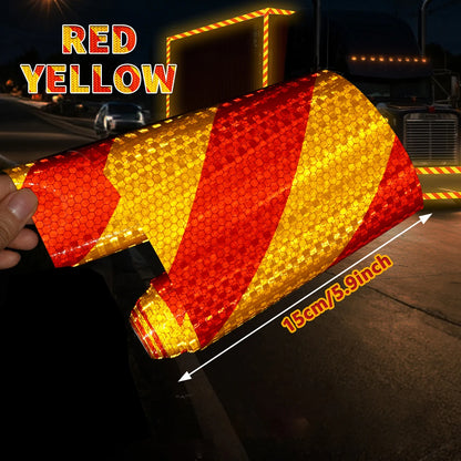 15 cm breites diagonales PVC-Reflektorband, selbstklebendes, wasserdichtes Sicherheitswarnband, Identifikationsband für LKW, Motorrad, Fahrrad, Auto