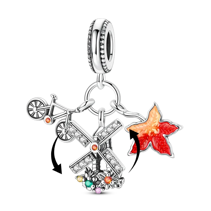 2025 heißer Verkauf Charms Perle 925 Sterling Silber Fahrrad Blume Kinderwagen Anhänger Fit Armreif Armband Halskette DIY Schmuck