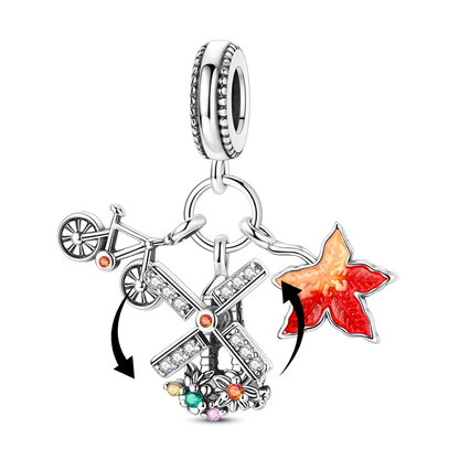 2025 heißer Verkauf Charms Perle 925 Sterling Silber Fahrrad Blume Kinderwagen Anhänger Fit Armreif Armband Halskette DIY Schmuck