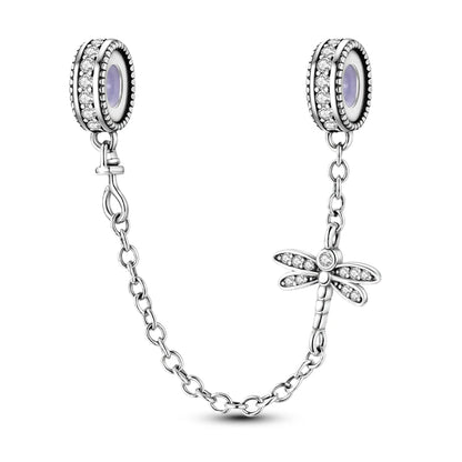 Silber-Charm, 925er-Sterlingsilber, Clip-Charms, Sicherheitsketten-Charm, CZ-Pavé, runde Clip-Perlen, passend für Original-Armbänder, Schmuckherstellung