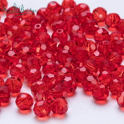 3 4 6 8 MM Rote Tschechische Runde Glaskugel Perlen Für DIY Armband Schmuck Machen Handwerk Zubehör Lose Doppelkegel Kristall Facted Bead