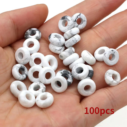 Großhandel 100 Stück Natursteinperlen, großes Loch, Abacus-Form, Agts-Steinperlen für die Herstellung von Schmuck, Halsketten, Loch 4 mm, Größe 5 x 10 mm