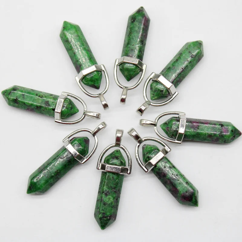 24 stücke Natürliche Stein Achate Quarz Kristall Anhänger Für Halskette Charme Fluorit Sechseckigen Anhänger DIY Schmuck Machen Zubehör