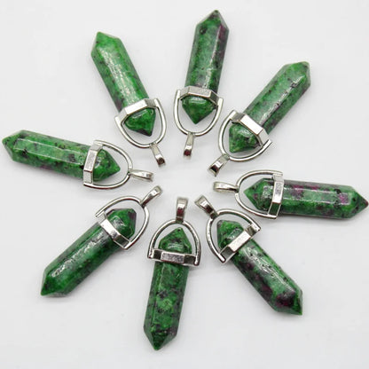 24 stücke Natürliche Stein Achate Quarz Kristall Anhänger Für Halskette Charme Fluorit Sechseckigen Anhänger DIY Schmuck Machen Zubehör