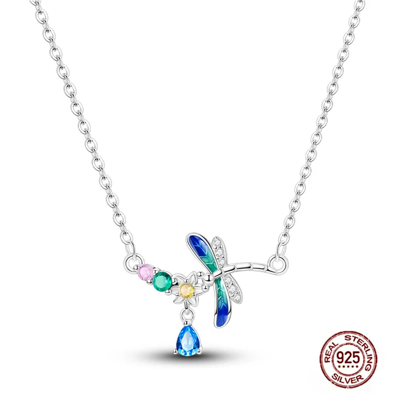 925 Sterling Silber blau Teufel Augen Palme Original Halskette Einhorn überlappen runde funkelnde Anhänger für Frauen Luxus Schmuck Geschenk