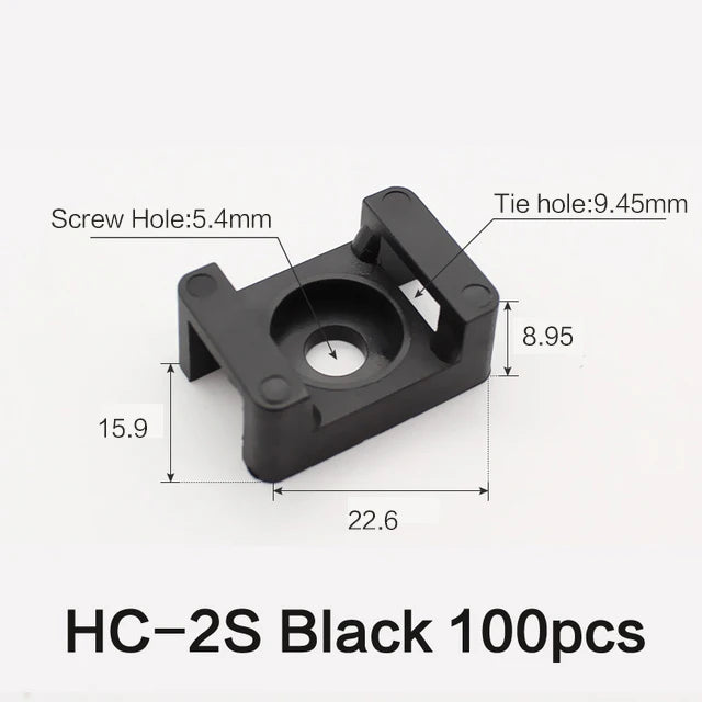 100 Stück Kabelbinder-Halterung, Kabelbefestigungssattel, Kabelklemme, Kabelorganisator, Drahtclip-Halter mit Schraubenlöchern HC-1 HC-2 HC-4