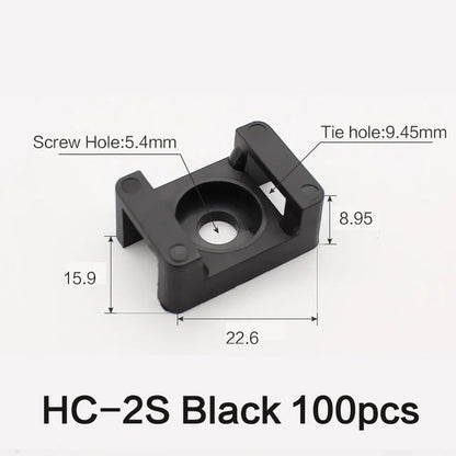 100 Stück Kabelbinder-Halterung, Kabelbefestigungssattel, Kabelklemme, Kabelorganisator, Drahtclip-Halter mit Schraubenlöchern HC-1 HC-2 HC-4