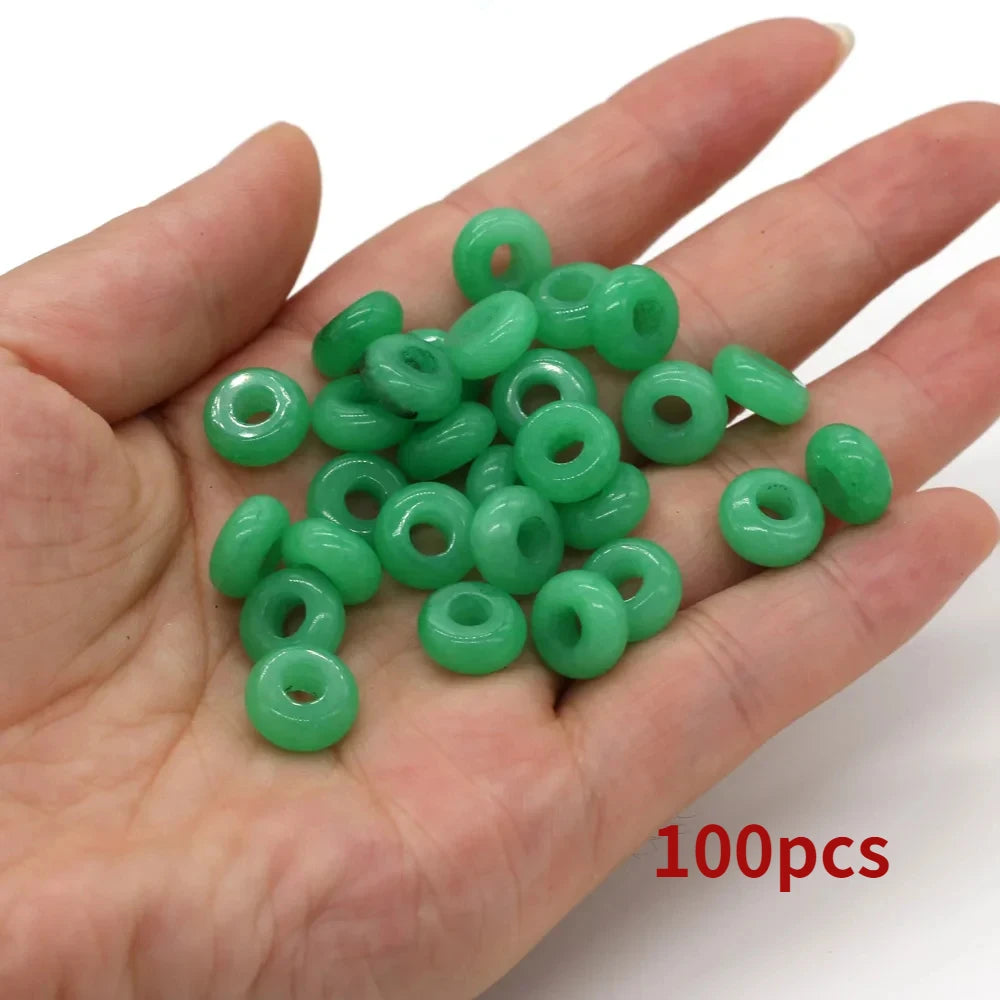 Großhandel 100 Stück Natursteinperlen, großes Loch, Abacus-Form, Agts-Steinperlen für die Herstellung von Schmuck, Halsketten, Loch 4 mm, Größe 5 x 10 mm