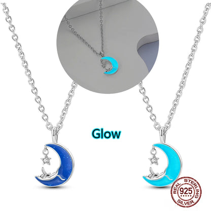 925 Sterling Silber blau Teufel Augen Palme Original Halskette Einhorn überlappen runde funkelnde Anhänger für Frauen Luxus Schmuck Geschenk
