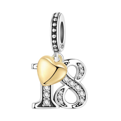 15. 16 18 20 21. Jahrestag Geburtstag Hochzeit S925 Sterling Silber Charm Bead Anhänger Fit Armband Halskette DIY Schmuck Geschenk