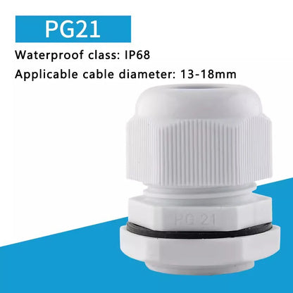 PG7-PG36 Kabelverschraubung, Kabeleingang, IP68, wasserdicht, weißes Nylon-Kunststoff-Anschlussstück