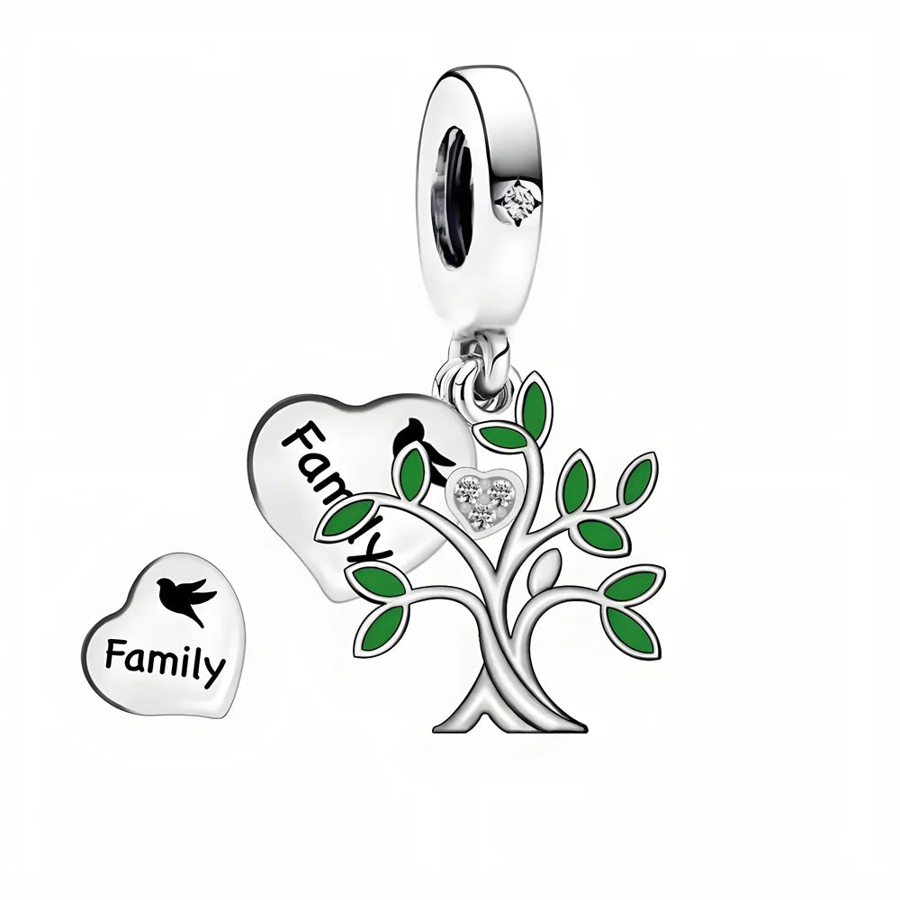 Wunderschöner Charm-Anhänger aus 925er-Sterlingsilber mit grünem Baum des Lebens, passend für DIY-Armband-Halskette. Ein Geschenk der Erlösung, das den Weg führt