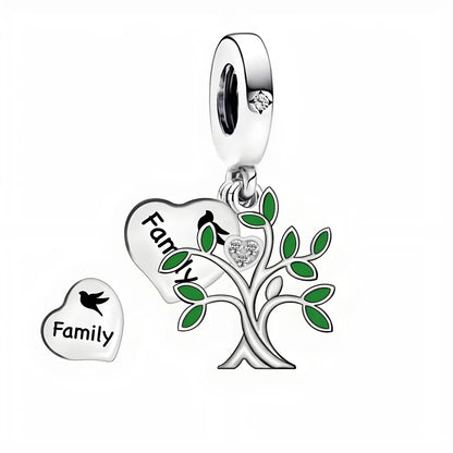 Wunderschöner Charm-Anhänger aus 925er-Sterlingsilber mit grünem Baum des Lebens, passend für DIY-Armband-Halskette. Ein Geschenk der Erlösung, das den Weg führt