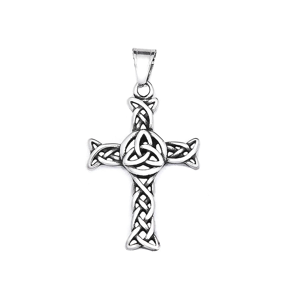 Vintage-Mode Kreuz Anhänger Halsketten Für Männer Frauen 316L Edelstahl Nordic Viking Keltische Knoten Halskette Amulett Schmuck