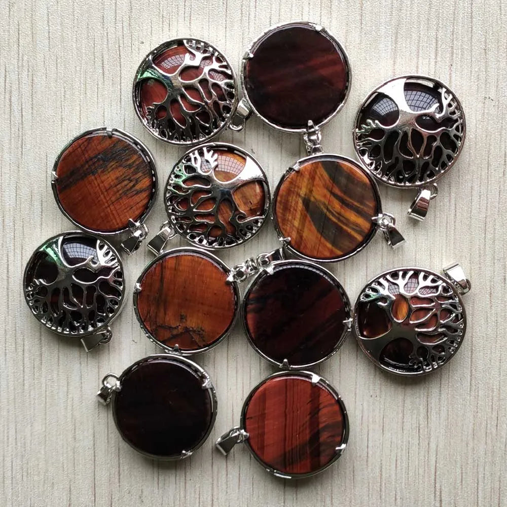 Großhandel 12 teile/los mode naturstein legierung baum des lebens mix Anhänger für halsketten schmuck zubehör machen schnelle versand