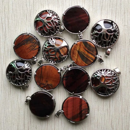 Großhandel 12 teile/los mode naturstein legierung baum des lebens mix Anhänger für halsketten schmuck zubehör machen schnelle versand