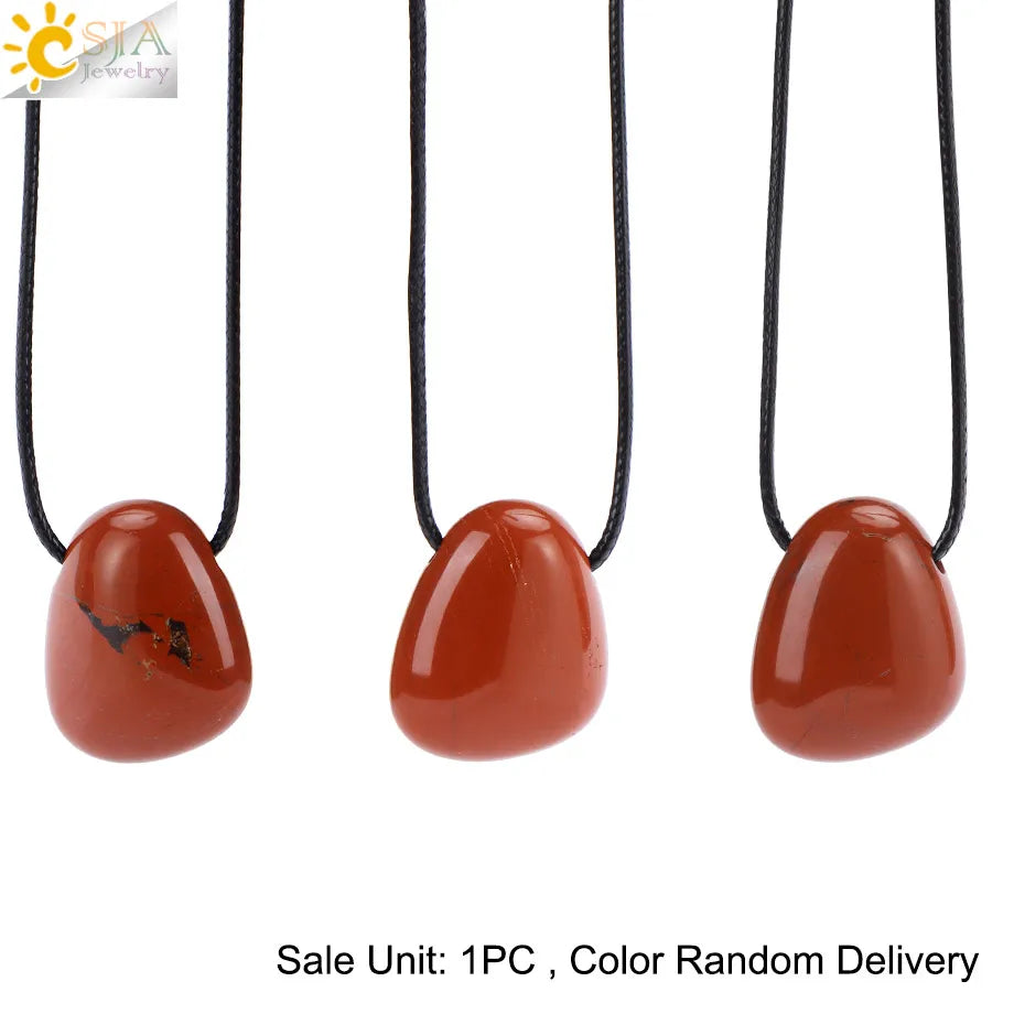 CSJA Naturstein Nugget Anhänger Halskette für Mann Heilung Kristall Amethysten Tigerauge Rhodonit Rosenquarz Charms Schmuck H551