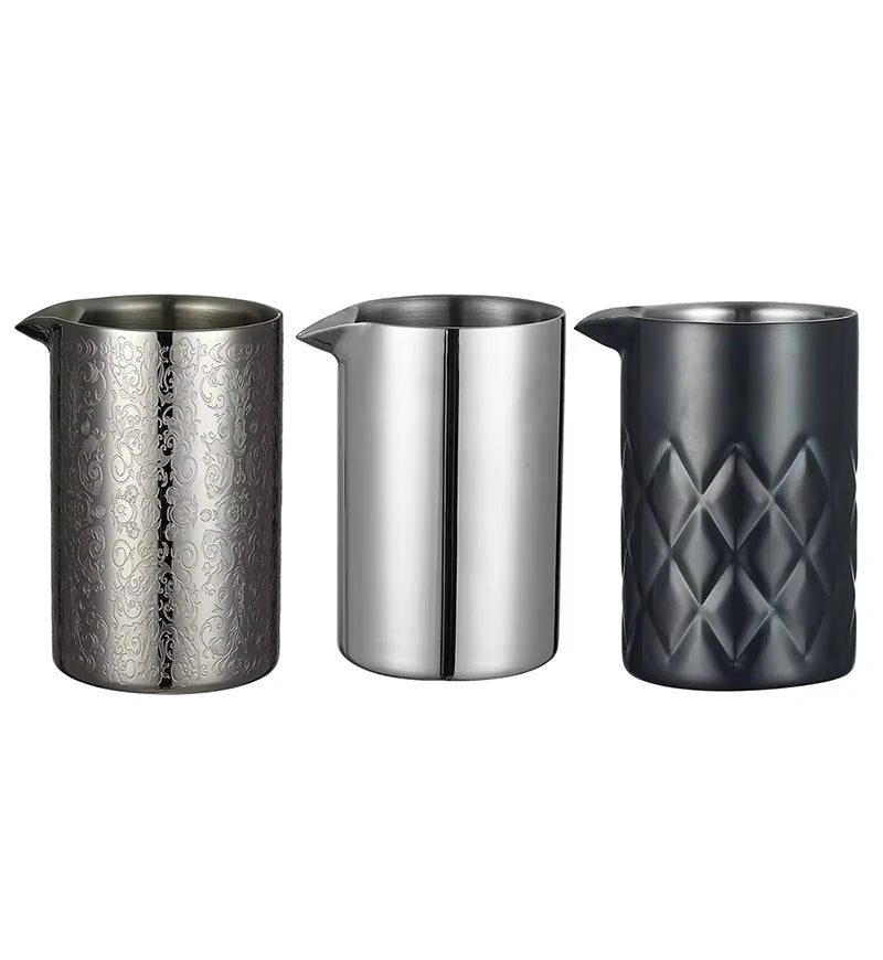 Cocktail-Mischglas, geätztes W-Geist-Muster, doppelwandiger Edelstahl-Krug, Design, Barkeeper-Brille, Barware Essentials