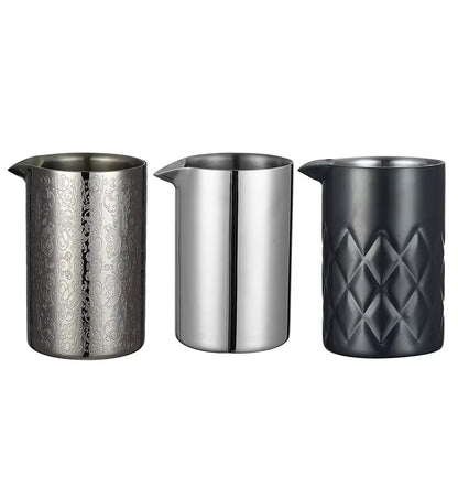 Cocktail-Mischglas, geätztes W-Geist-Muster, doppelwandiger Edelstahl-Krug, Design, Barkeeper-Brille, Barware Essentials