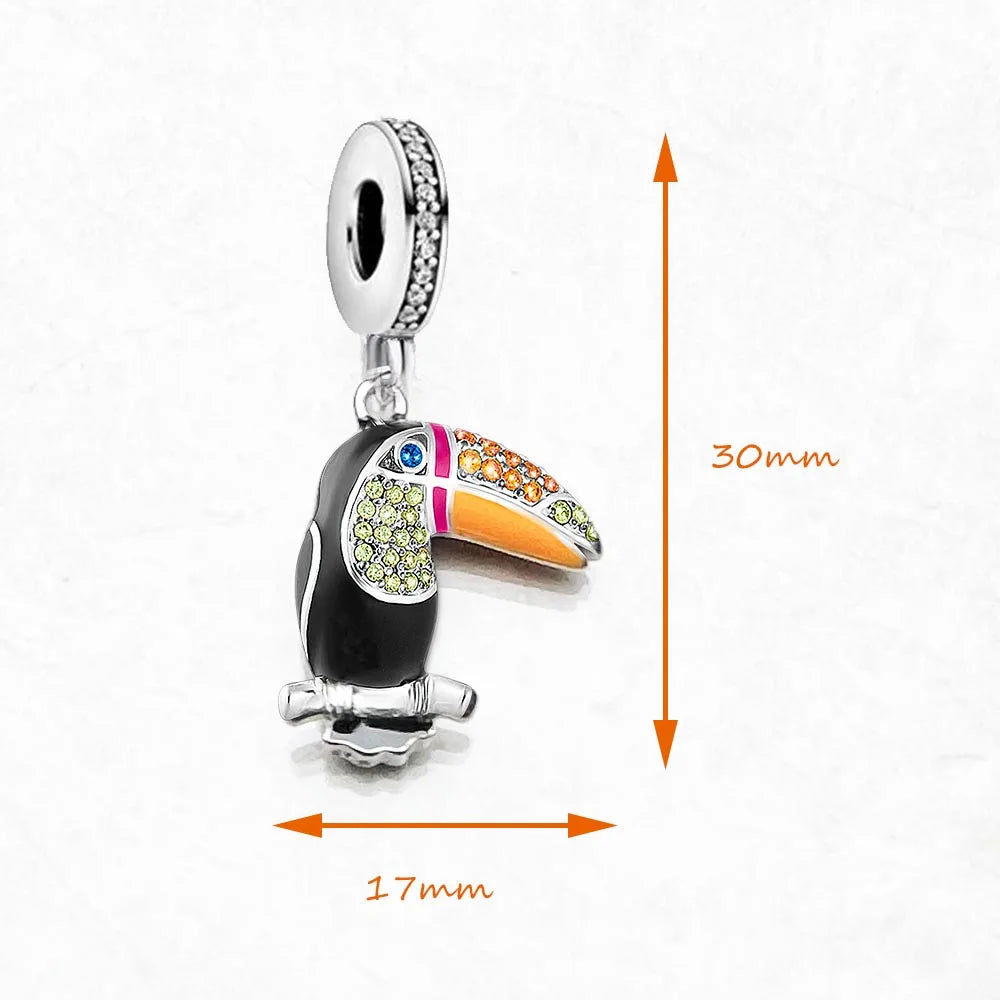 Bunter Touca-Charm-Anhänger im europäischen Stil, reines 925er-Sterlingsilber, süßer Modeschmuck, Club für Damen und Herren