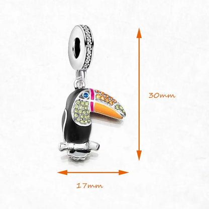 Bunter Touca-Charm-Anhänger im europäischen Stil, reines 925er-Sterlingsilber, süßer Modeschmuck, Club für Damen und Herren