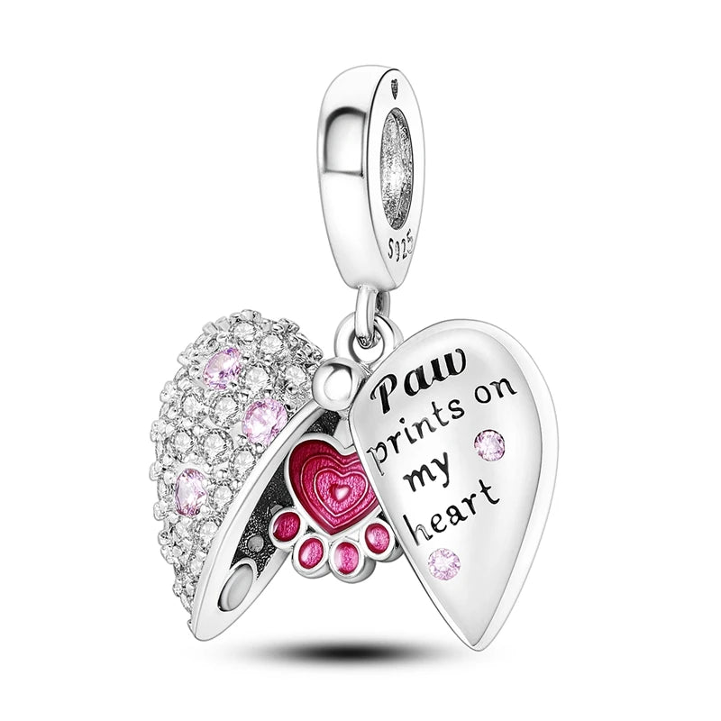 Neue 2025 925 Sterling Silber Charms Perlen Liebe Herz Rosa Original Charm Anhänger Fit Charm Armbänder DIY Schmuck Geburtstag Geschenk