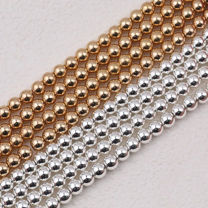 Natürliche Hämatit Stein KC Gold/Silber Farbe Überzogene Perlen Runde Lose Perlen Für Schmuck Machen DIY Armbänder Halskette Zubehör
