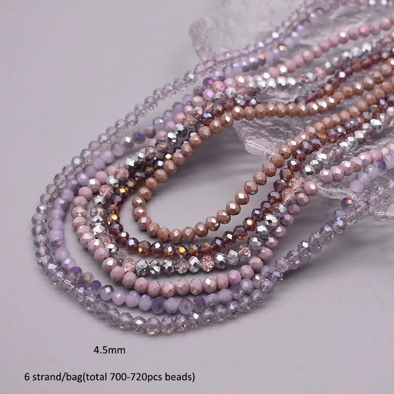 4 mm Farbschema, 6 Stränge/Beutel, Rondelle-Kristallglasperlen, facettierte lose Distanzperlen für Schmuckherstellung, Schmuck, DIY-Halskette